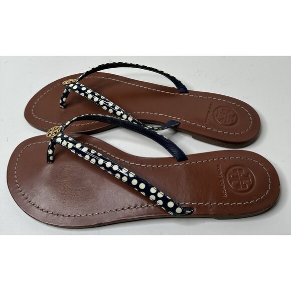 Tory Burch Terra Thong Dots Flip Flop Sandals, Navy / White 8.5 M - Picture 4 of 5